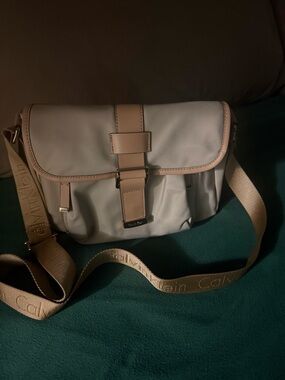 Calvin Klein Cream & Tan Nylon Crossbody Bag